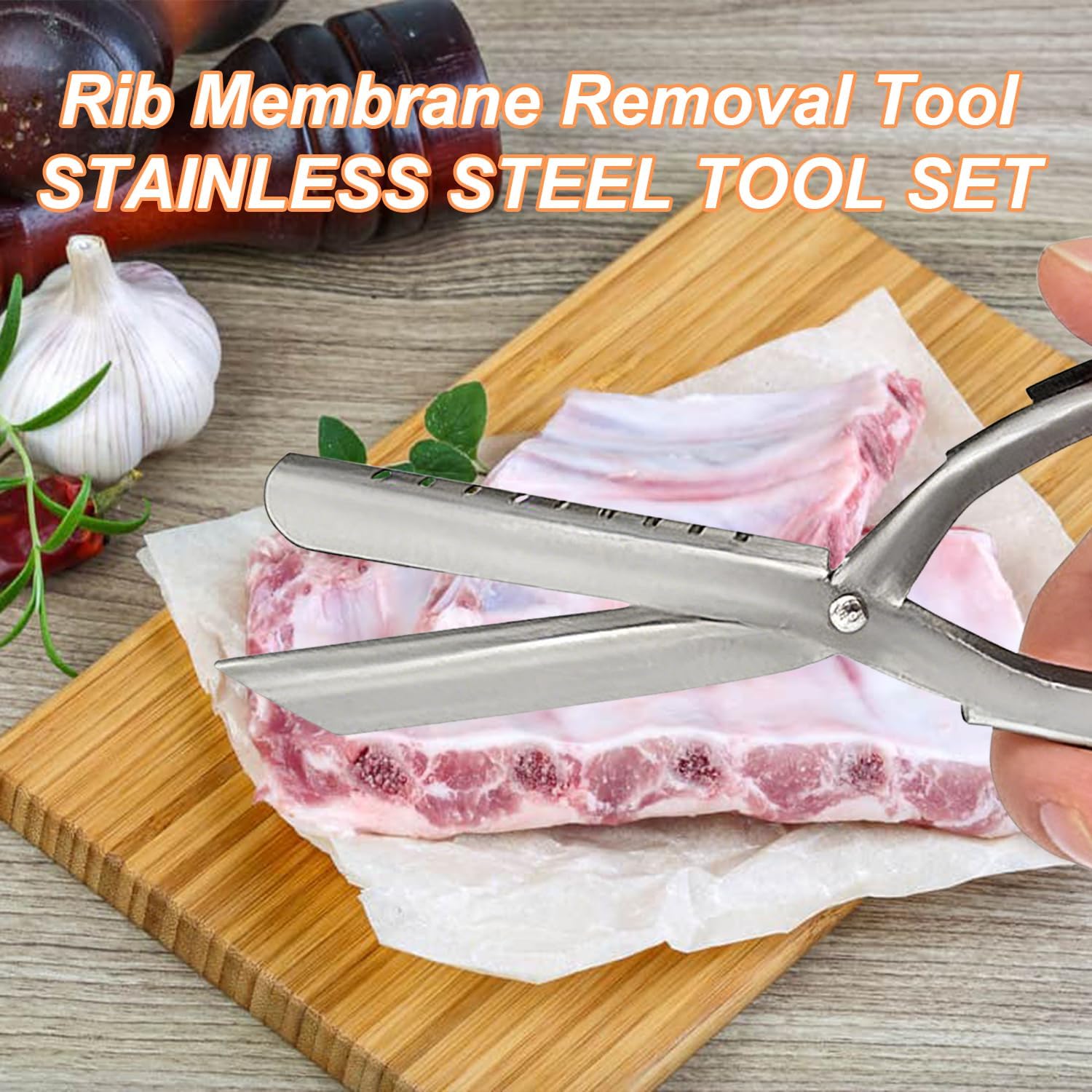 Rib Membrane Removal Tool - Stainless Steel Rib Prep Tool with Non-Slip Grip,Ergonomic Design for Effortless BBQ Rib Preparation
