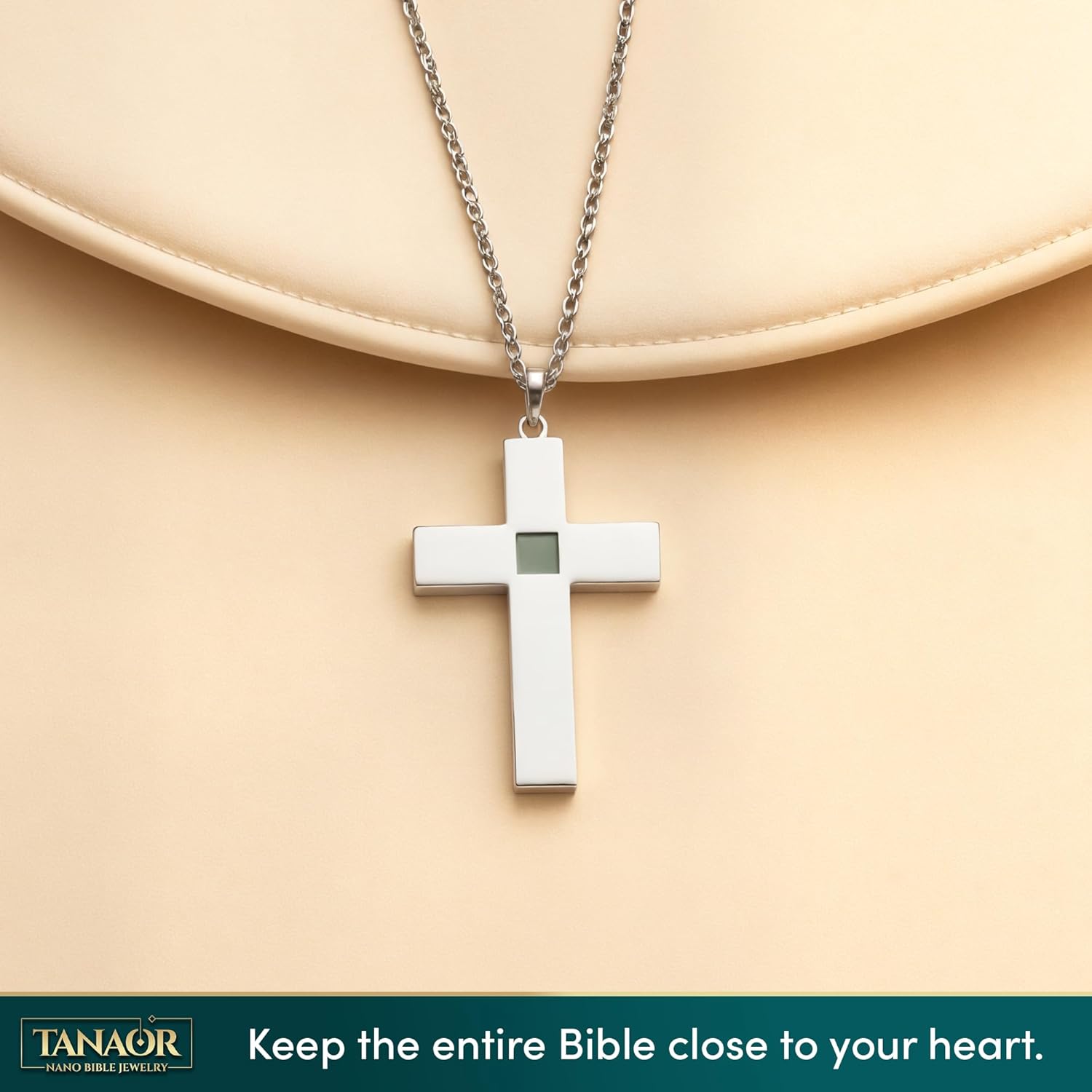 TANAOR Men's Nano Bible Cross Pendant Necklace