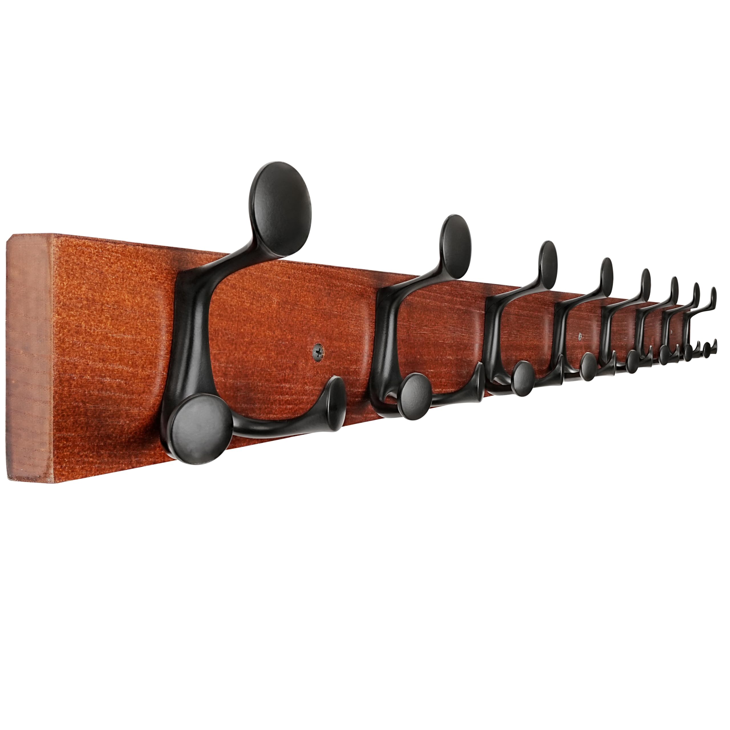 SKOLOO 43-Inch Cherry Wood Coat Rack Wall Mount with 8 Triple Hooks - Ideal for Family Entrances, Classrooms, and Pet Supplies Storage - Perfect Coat Hooks for Wall