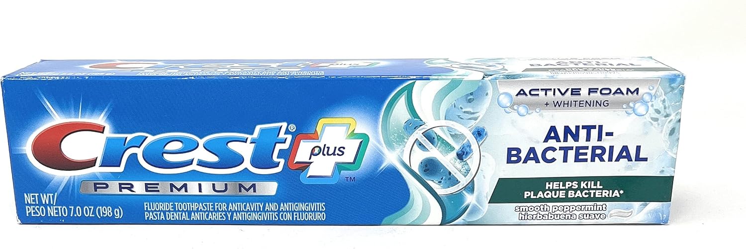 Crest Premium Plus Anti-Bacterial Toothpaste, Smooth Peppermint Flavor 7.0 oz (Pack of 3) - Image 5