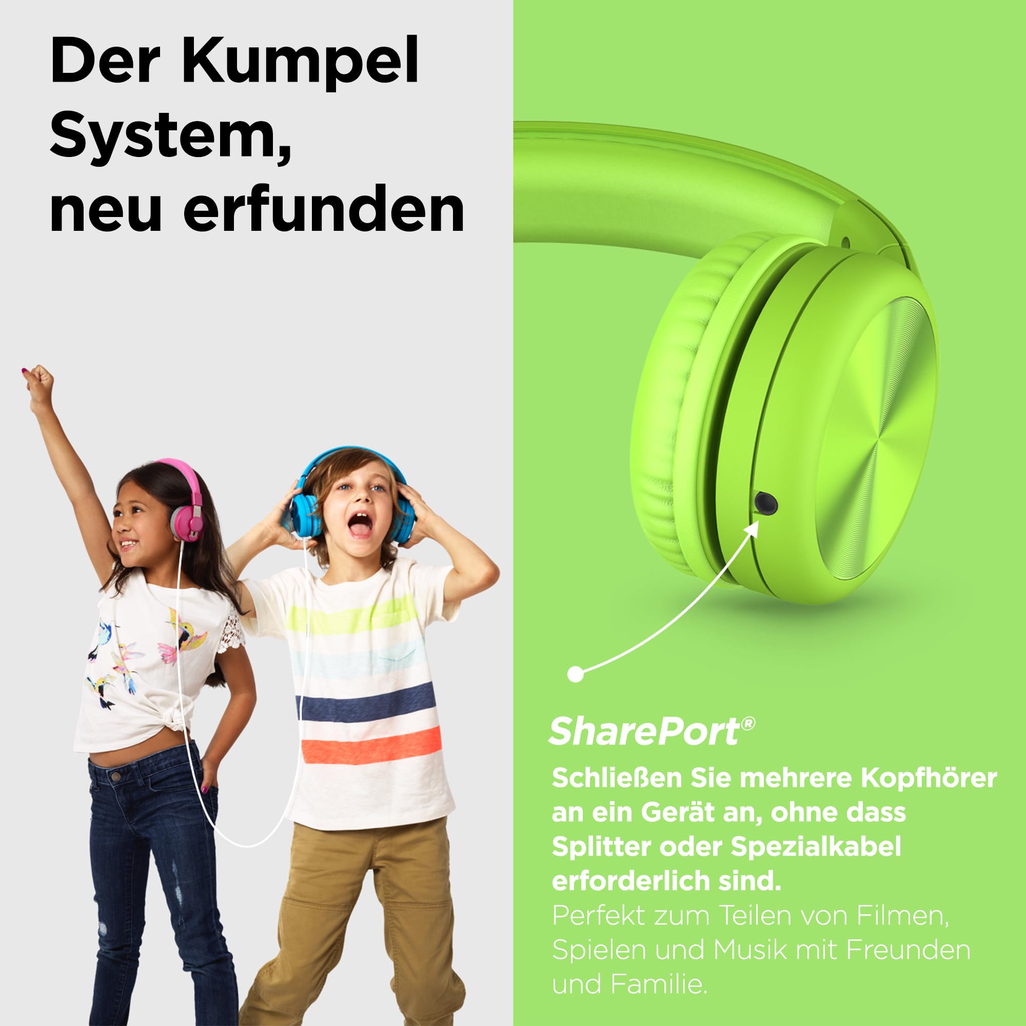 LilGadgets Connect+ Pro-Kopfhörer für Kinder und die Schule – speziell für den Komfort von Kindern entwickelt, faltbares Over-Ear-Headset mit Inline-Mikrofon, kabelgebundene Kopfhörer