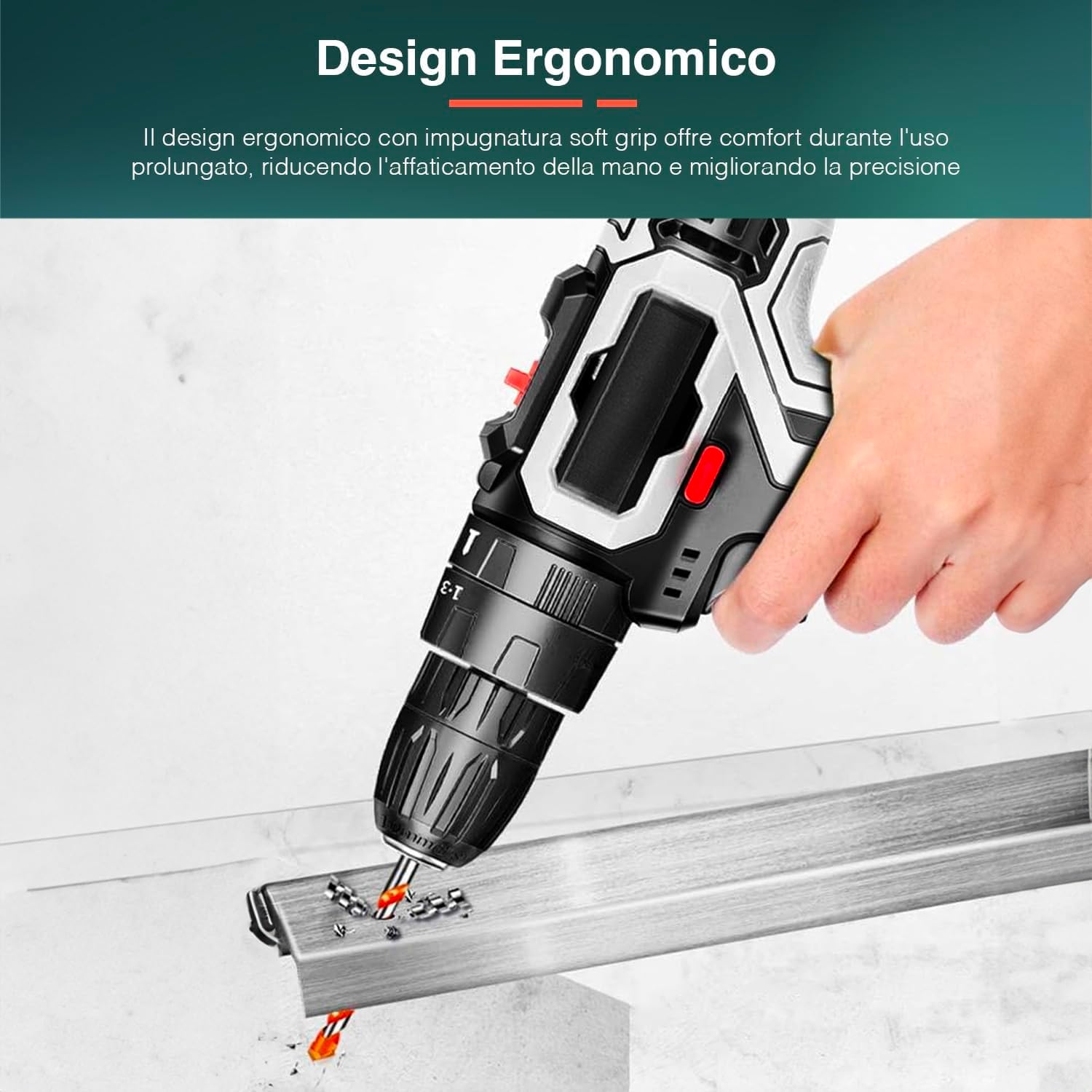 Trapano Avvitatore Cordless con Batteria e Valigetta per Fai da Te - Kit Avvitatore con 135 Accessori, Punte per Metallo, Muro, Legno e Utensili per Bricolage Completo, 12V
