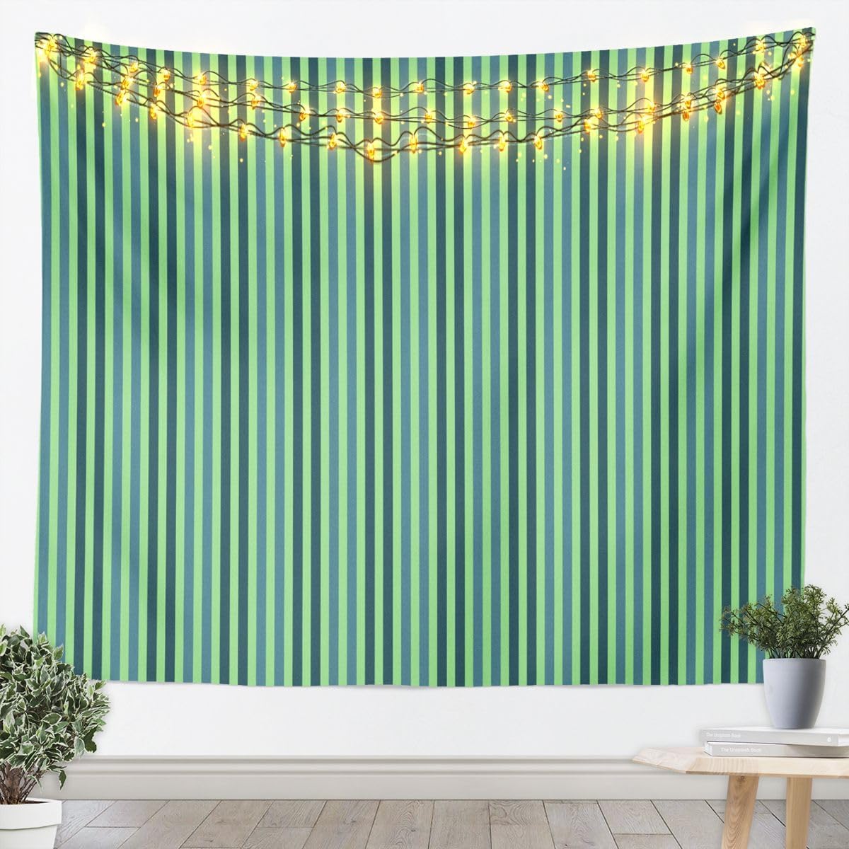 Feelyou Green Strips Tapestry Wall for Living Room Bedroom for Bedroom