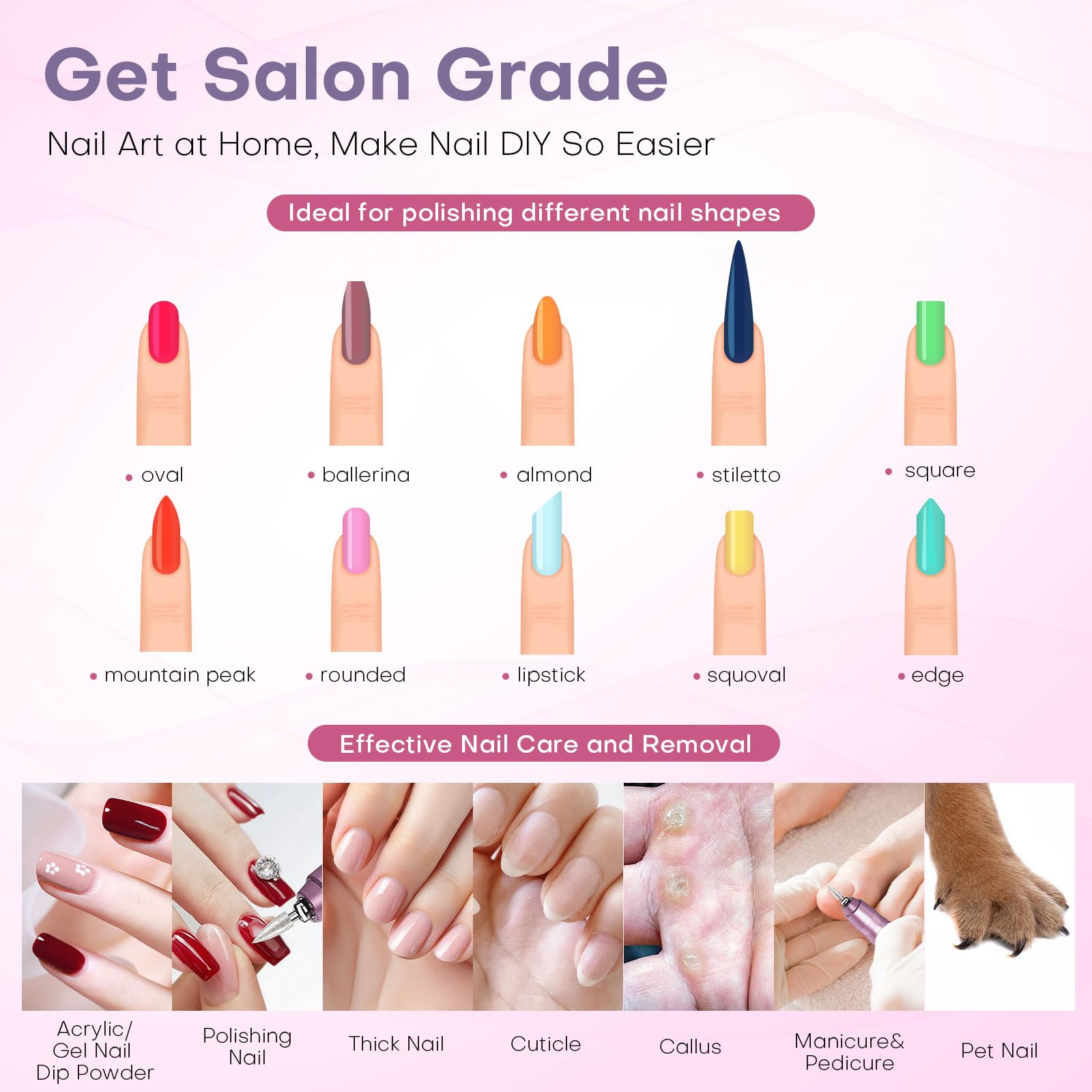 TUOBEO Nagelbohrer, elektrisches Nagelfeilen-Set, 45000 U/min, professionelles Efile-Nagelset, kabellos, tragbar, wiederaufladbar, Acryl-Gel-Nagellackentferner, Maschine, Pediküre, Maniküre-Werkzeug