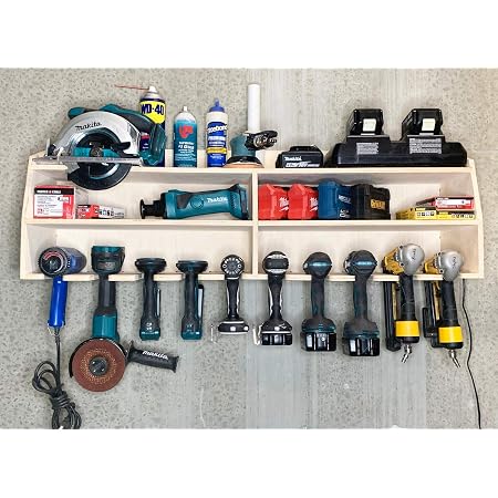 Amazon.com: Soporte inalámbrico para herramientas de taladro organización,  estante de madera, organizador de 10 ranuras de madera contrachapada de  abedul se adapta a herramientas eléctricas Dewalt 20 V MAX : Herramientas y