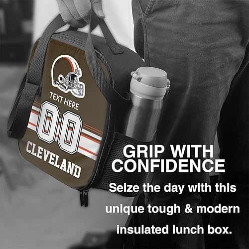 Vista 170 de Bolsa de almuerzo personalizada de Nueva Inglaterra, regalos para hombres, mujeres, fanáticos, con nombre y número personalizados, correas de hombro