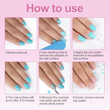 Gel Nail Polish Remover, (2PCS) Professional Gel Polish Remover for Nails, No Need for Foil, Quick & Easy Polish Remover In 2-5 Minutes, 0.5 Fl Oz