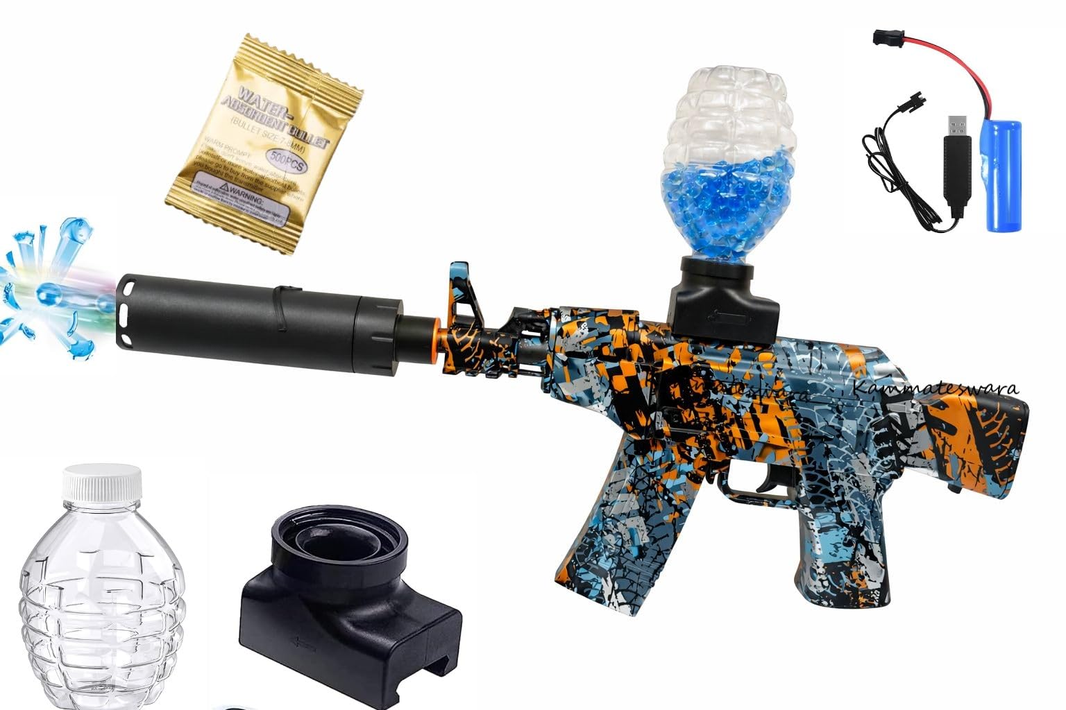 Automatic Gel Blaster Gun for Kids with Silencer with Smoke and Light | Electric Water Gel Ball Shooting Gun for Kids & Teens | Rechargeable | Outdoor Action Toy-image-47