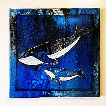 原画 クジラ 鯨 くじら フルイドアート パネル ポーリングアート 一点もの Amazon.co.jp: 鯨 くじら クジラ 原画 アート パネル フルイド