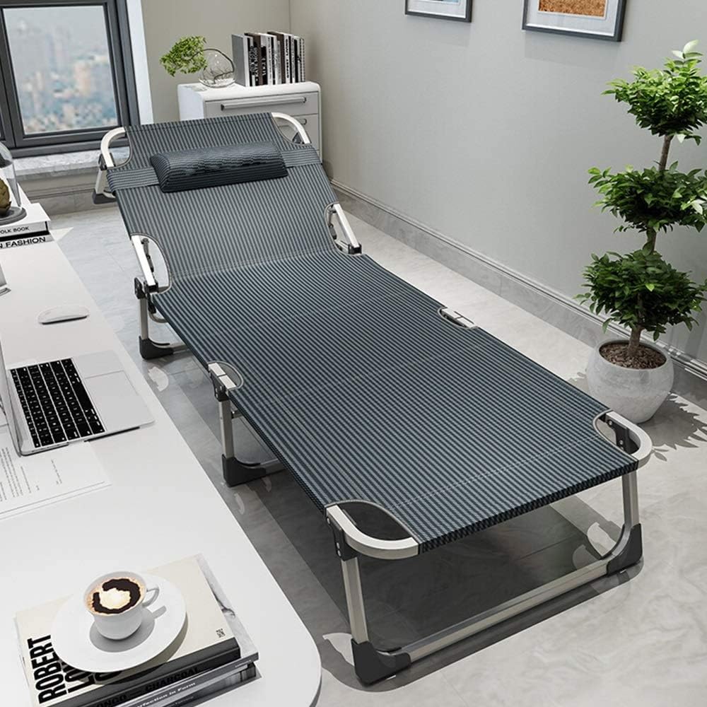 Lit Pliable Portable Lit Diplomate Portable Lit Pliant Bureau sieste Lit Chaise Longue Pour Bureau Intérieur Balcon Jardin Plage Meubles De Bureau à Domicile (Couleur: Gris Taille: