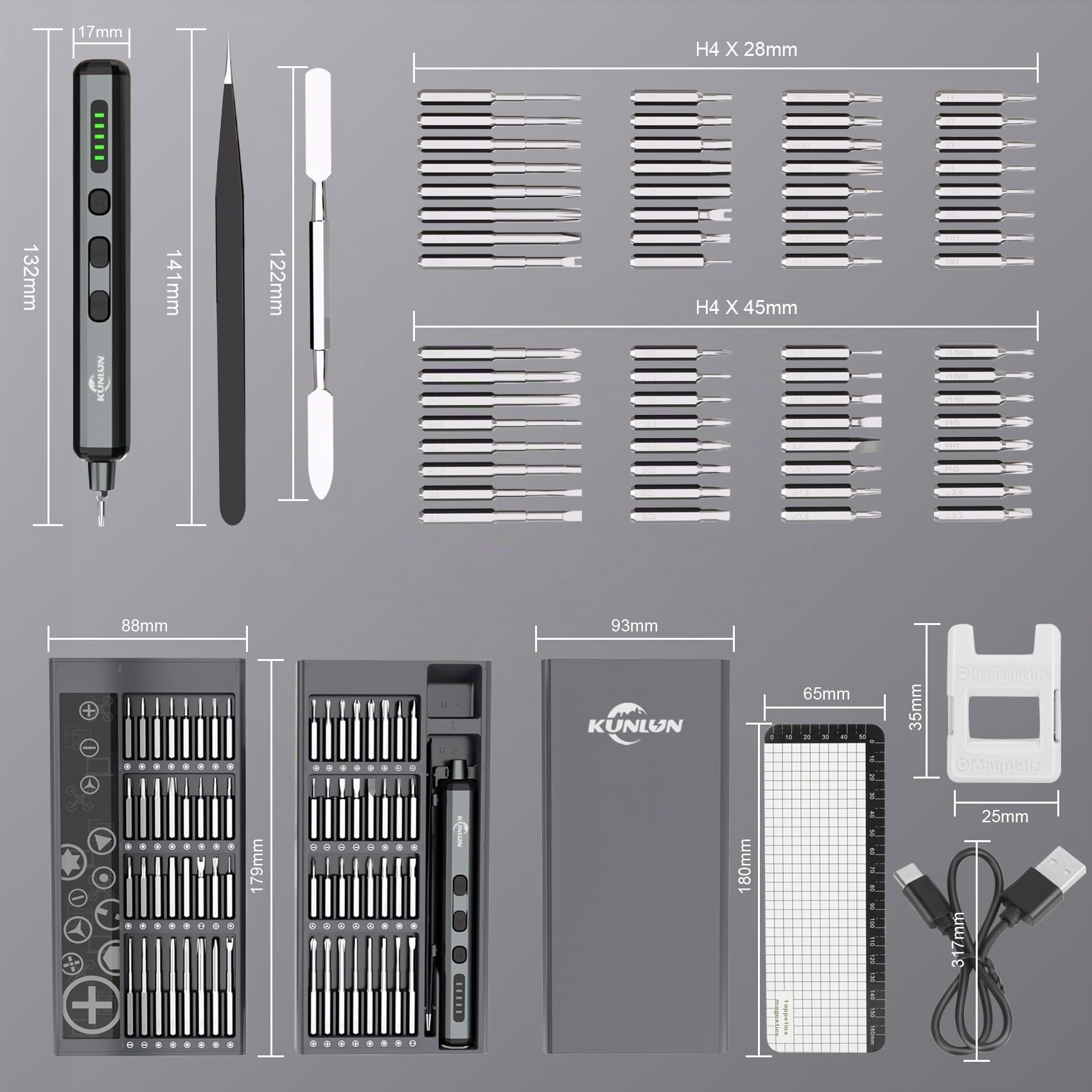 KUNLUN 68 in 1 Set di Mini Cacciaviti di Precisione Elettrici