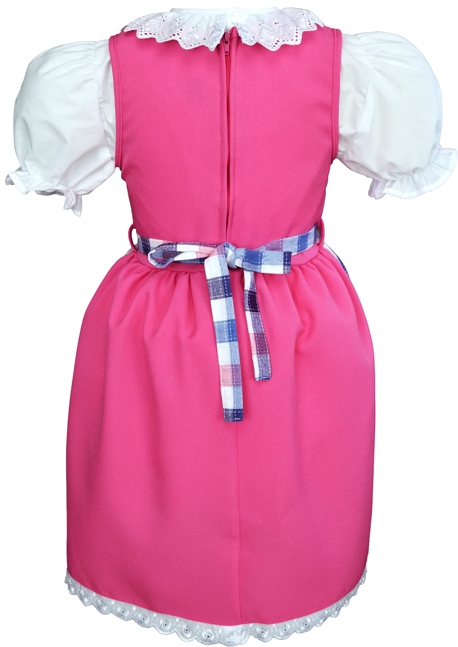 Schrammel 3-częściowy dirndl dla dzieci w kolorze bzu karo dla dziewczynek z haftem
