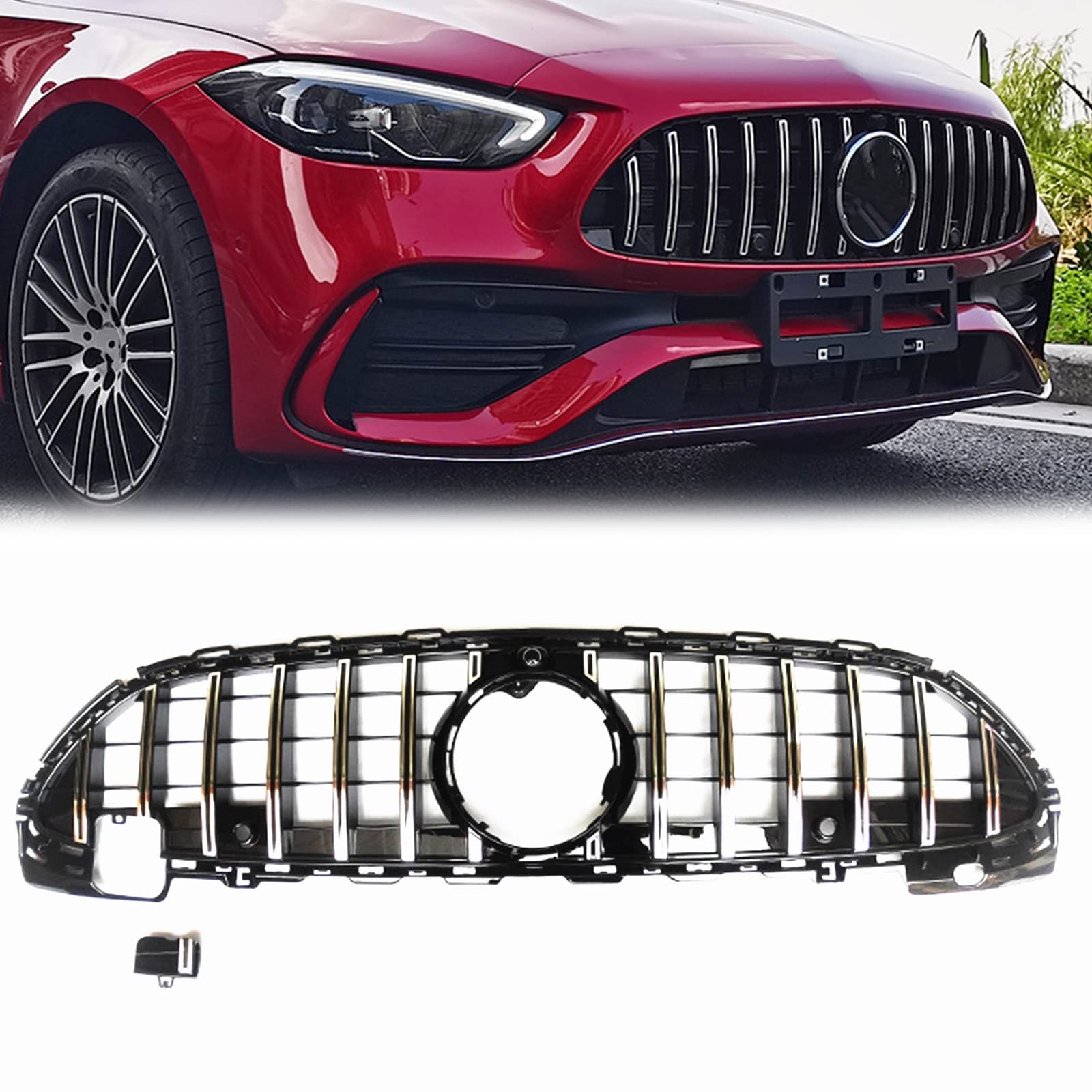 Grille de course avant Classe C W206 calandre argent de capot kit maille pour pare-chocs C300