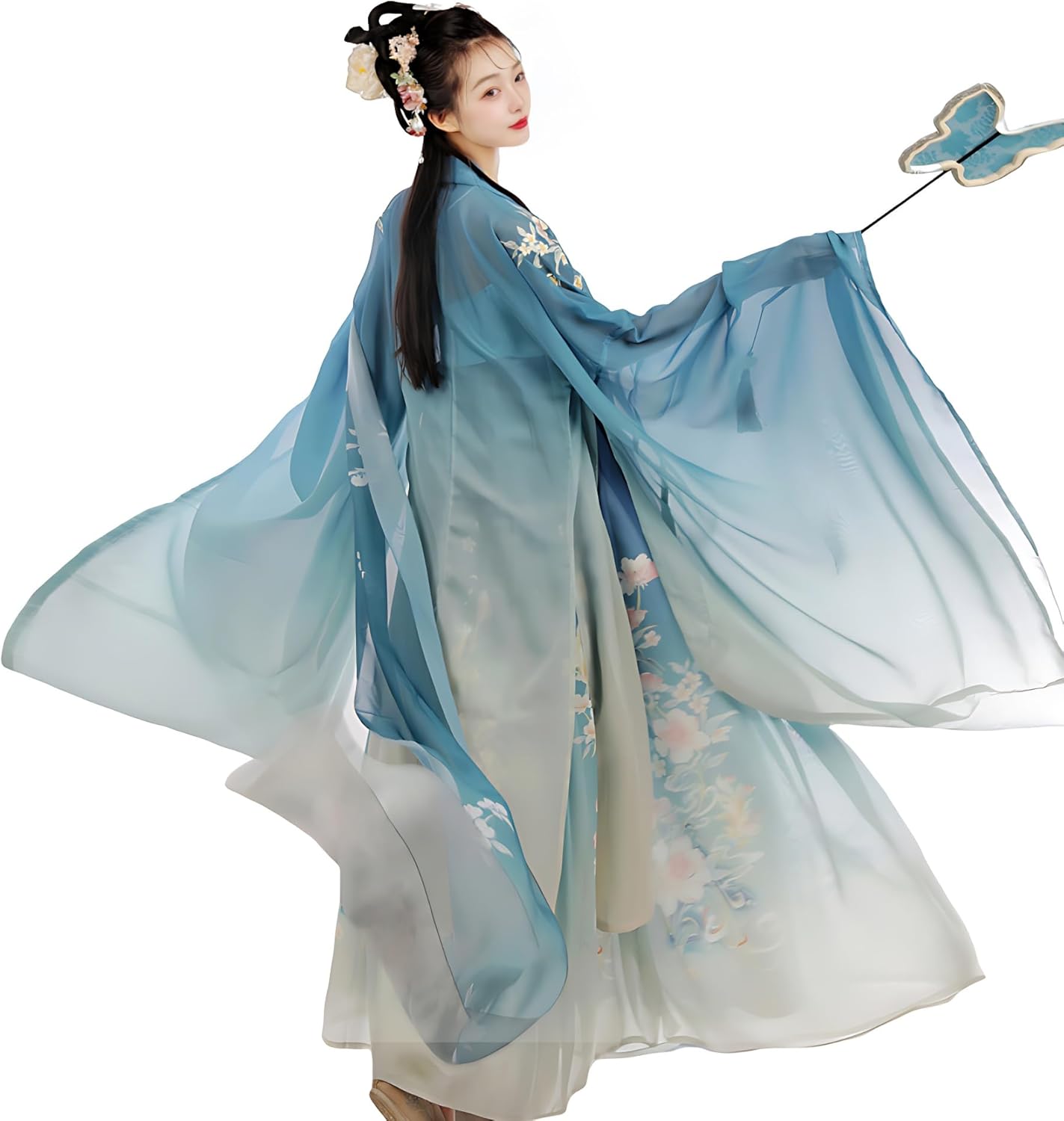 Chinese Traditional Clothing Embroidery Ancient Large Sleeve Shirt Women's Performance Hanfu Dresses