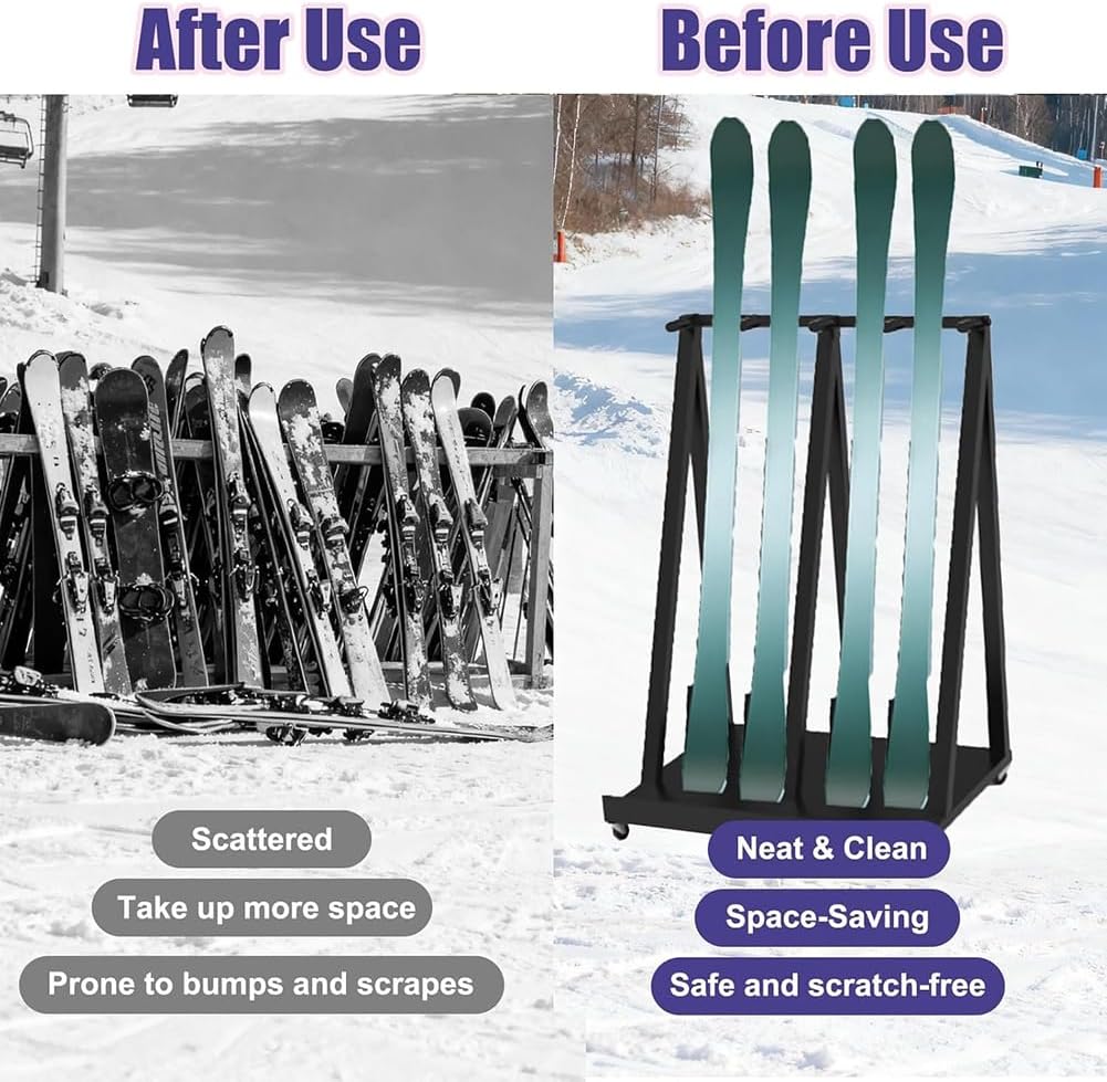 Snowboard Stand Rack, Mobile Commercial Snowboard Storage Holder, Indoor Display Stand for Shortboard & Longboard Organizer, Floorstanding Professional Ski Holder
