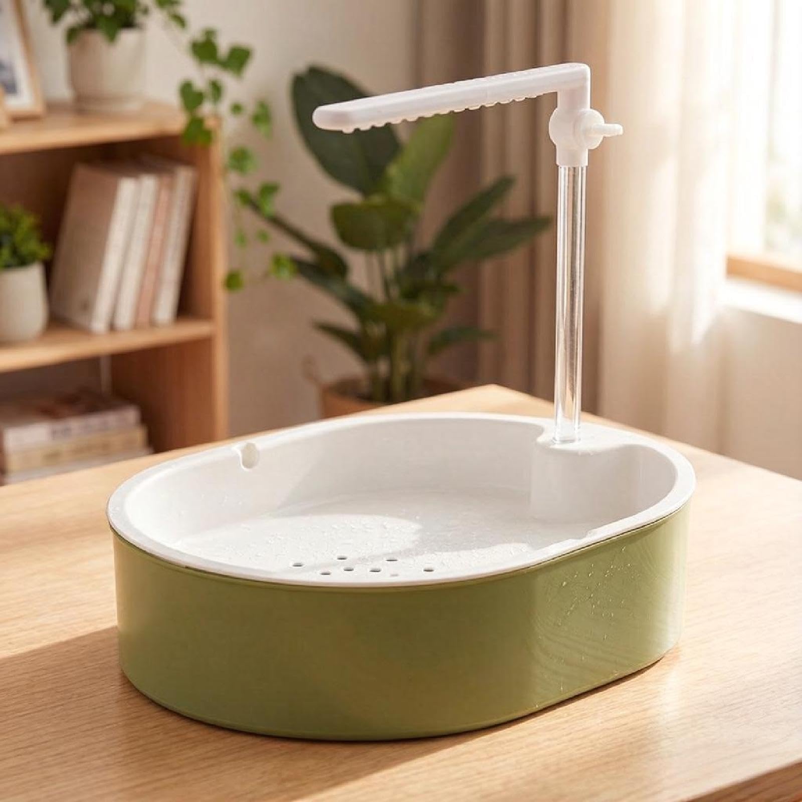 MagiDeal Vaschetta Automatica per Uccelli, Piscina per Pappagalli, Spaziosa Gabbia, Accessorio per Uccelli, Regolabile Automaticamente per E Insepar, Doccia Bianca Lineare