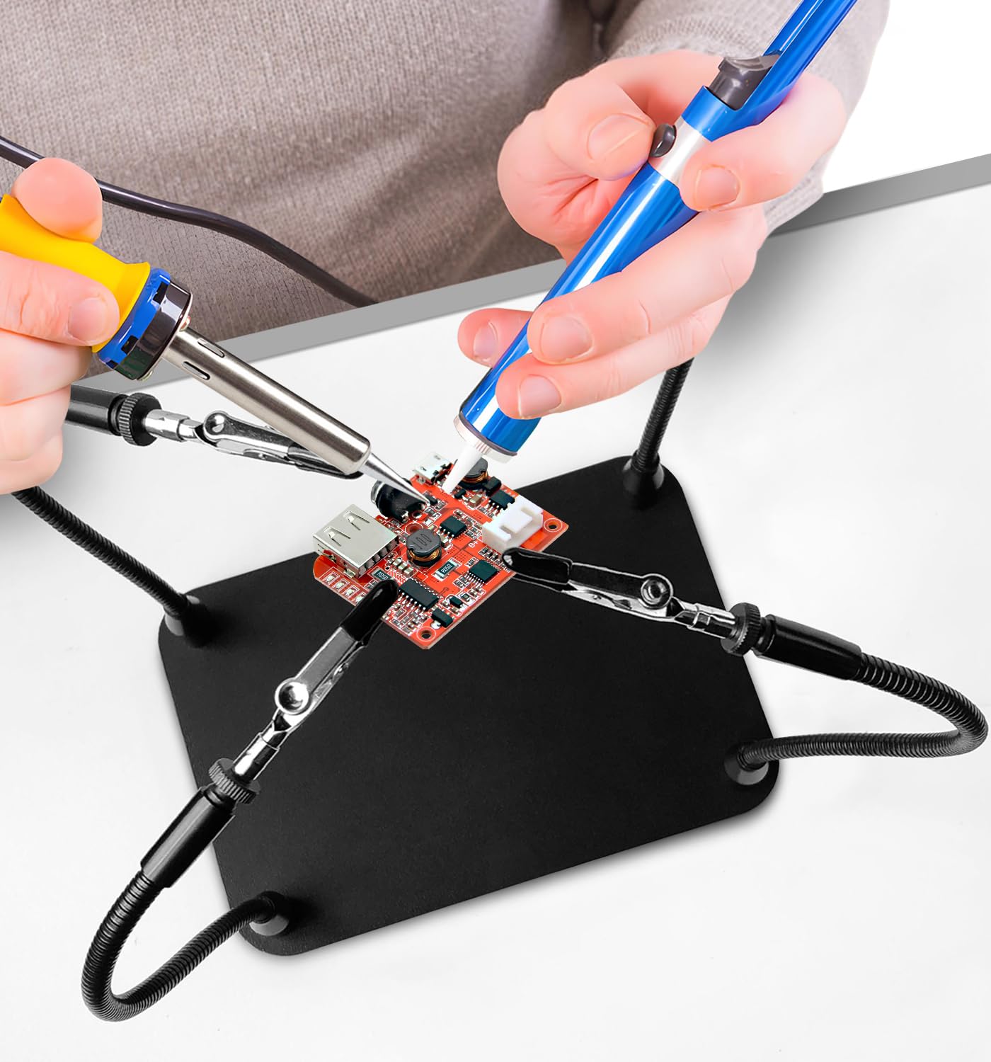 Pomocne ręce stacja lutownicza, narzędzie do lutowania trzeciej ręki, 4 elastyczne ramiona, pomocne dłonie do naprawy elektronicznej, lutowania, biżuterii, rzemiosła