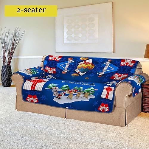 Miniatura 5 de Funda elástica con estampado digital 3D navideño para sofá de 3 plazas para sala de estar, funda para sofá biplaza para perros, gatos y mascotas,