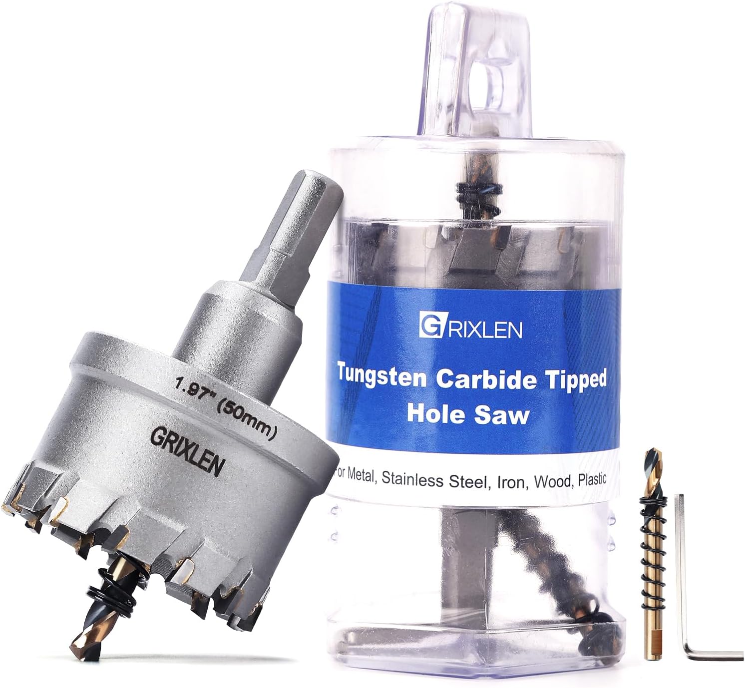 2.2" (56mm) Tungsten Carbide Tip Hole Saw,Hole Saw with M2 Pilot Drill bits for for Hard Metal Stainless Steel, Metal, Iron, and Plastic,25mm Drilling Depth (2.2" (56mm))