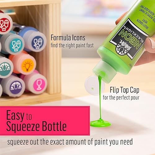 Miniatura 6 de FolkArt Pintura acrílica neón púrpura en varios colores (2 onzas), 2856, 2 onzas líquidas (paquete de 1)