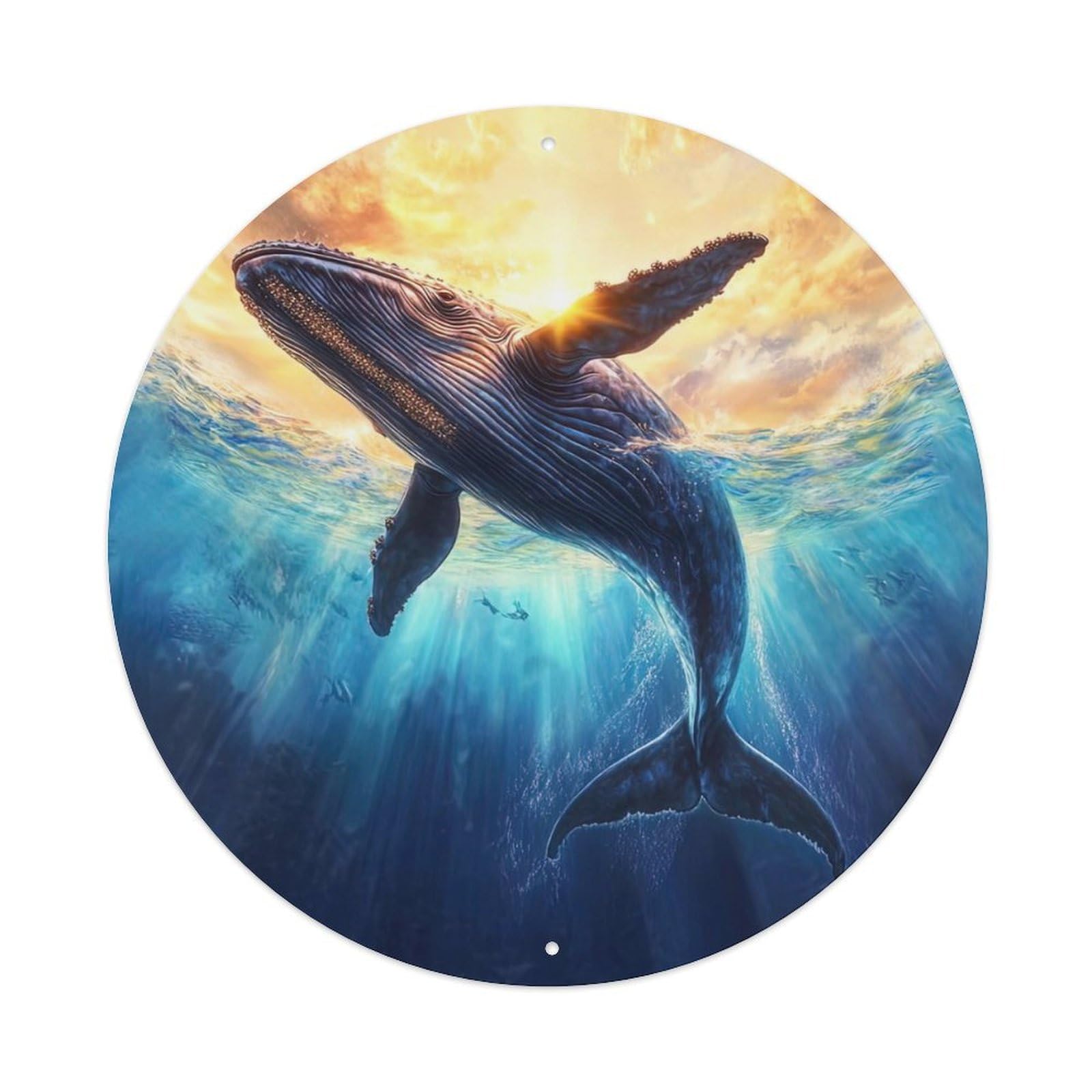 Marine Animal Whale Surfacing Vintage Metal Tin Sign Plaque Wall Decor for Cafe, Club Bar, Office, Garden Metal Poster 8x8Inch