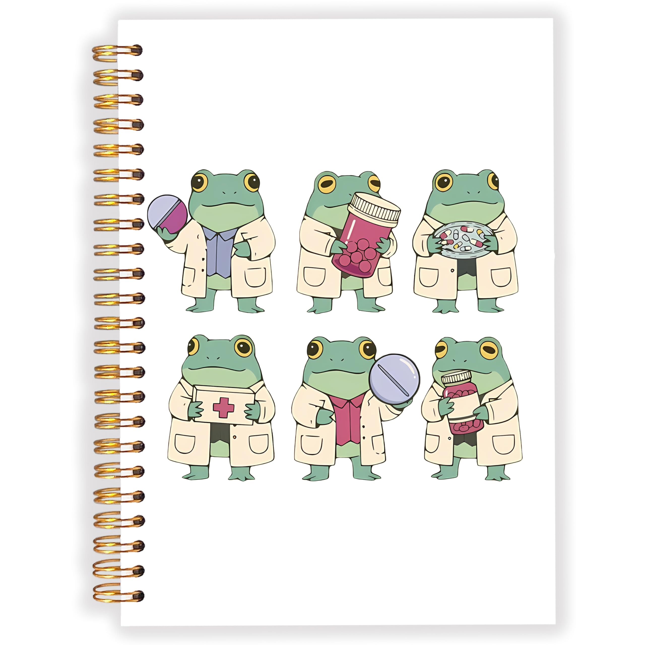 Gungjoeng Pharmacy Technician Tech Gifts Notebook Journal for Doctors Nurses Women, Future Pharmacist Gifts, Funny Pharmacy Frog Medical Hardcover Spiral Notebook for Work Note Taking 5.5x8.3 in