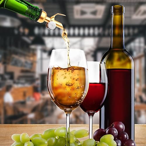 Miniatura 6 de AIEX 4 vertedores de botellas de licor, tapa dispensadora de acero inoxidable con tapa para botellas de vinagre balsámico de aceite de licor (dorado)