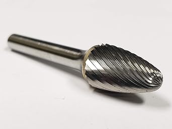 10819 Micro Grain Solid Carbide Tree Shape Regular Length Burr with Radius, Single Cut, Shape F SF-11, 1/4" Shank Diameter, 1/8" Head Diameter, 1/2" Cutting Length Pack of 1