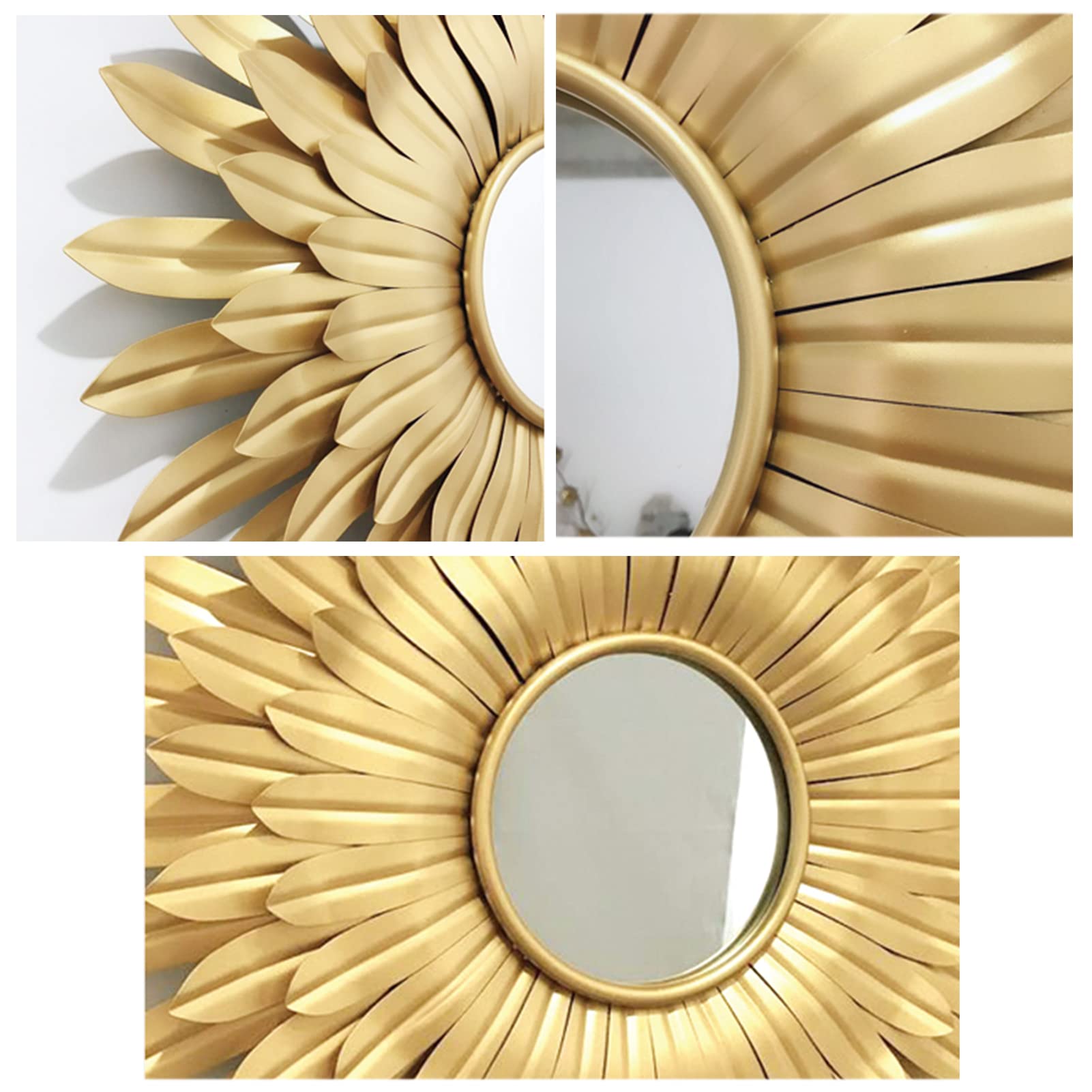 Gold Sunburst Wandspiegel, Metall Dekorative Wandspiegel, Wandspiegel zum Aufhängen für Wohnzimmer, Moderner Akzentspiegel Wanddekor für Schlafzimmer Kamin