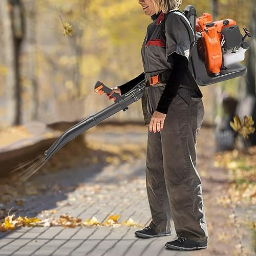 Miniatura 2 de Soplador de hojas de mochila, soplador de hojas de gas de 2 ciclos de 42.7 cc para el cuidado del césped, sopladores de hojas inalámbricos a gas,
