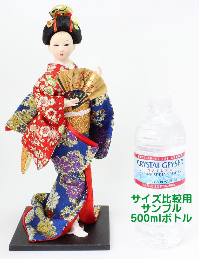 Amazon.co.jp: 京雅吉兆 7号 日本人形 金襴/赤青/扇子（大）【和雑貨