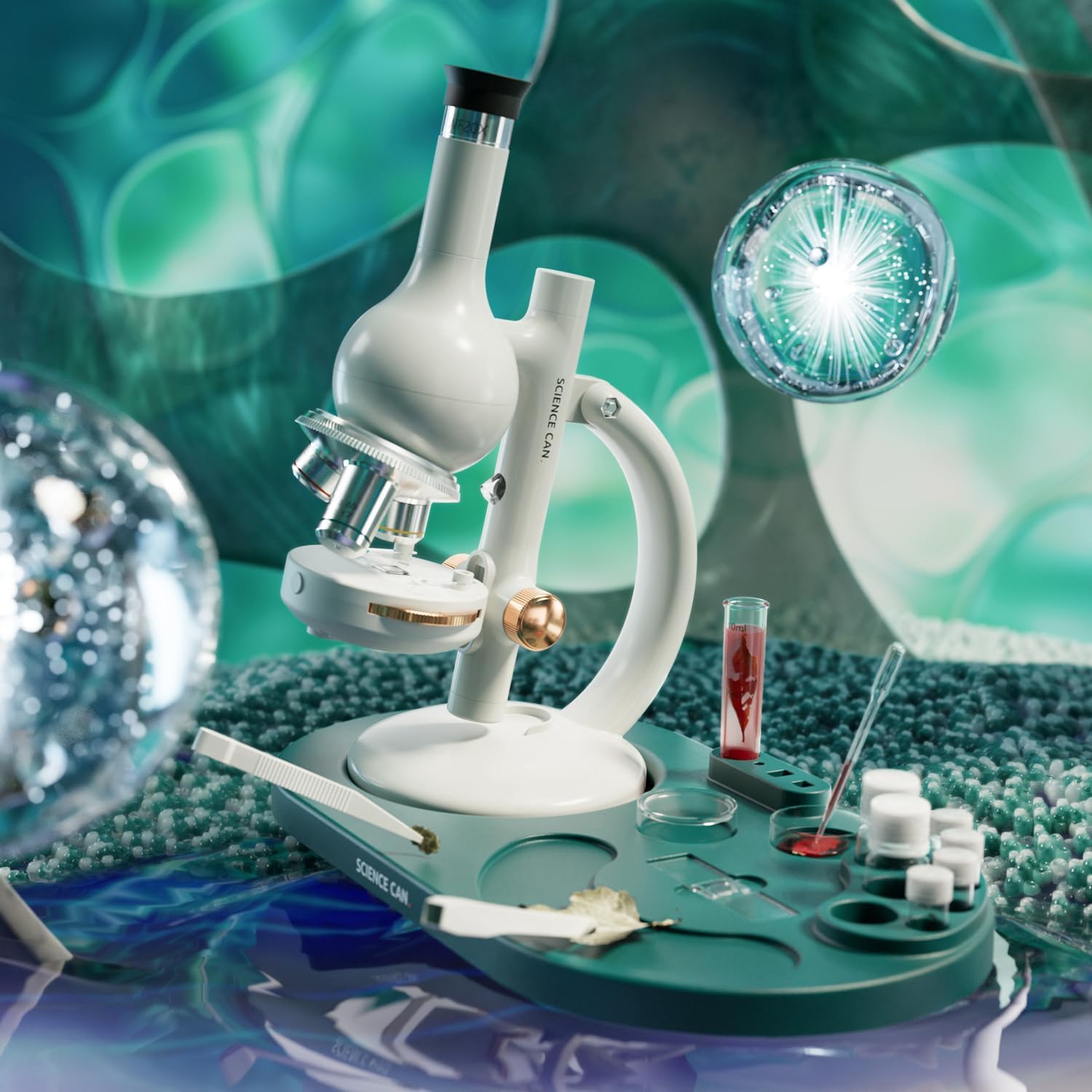 ScienceCan 1601162023de0001 zestaw laboratoryjny z mikroskopem i bogatym wyposażeniem laboratoryjnym, 1601162023de0001