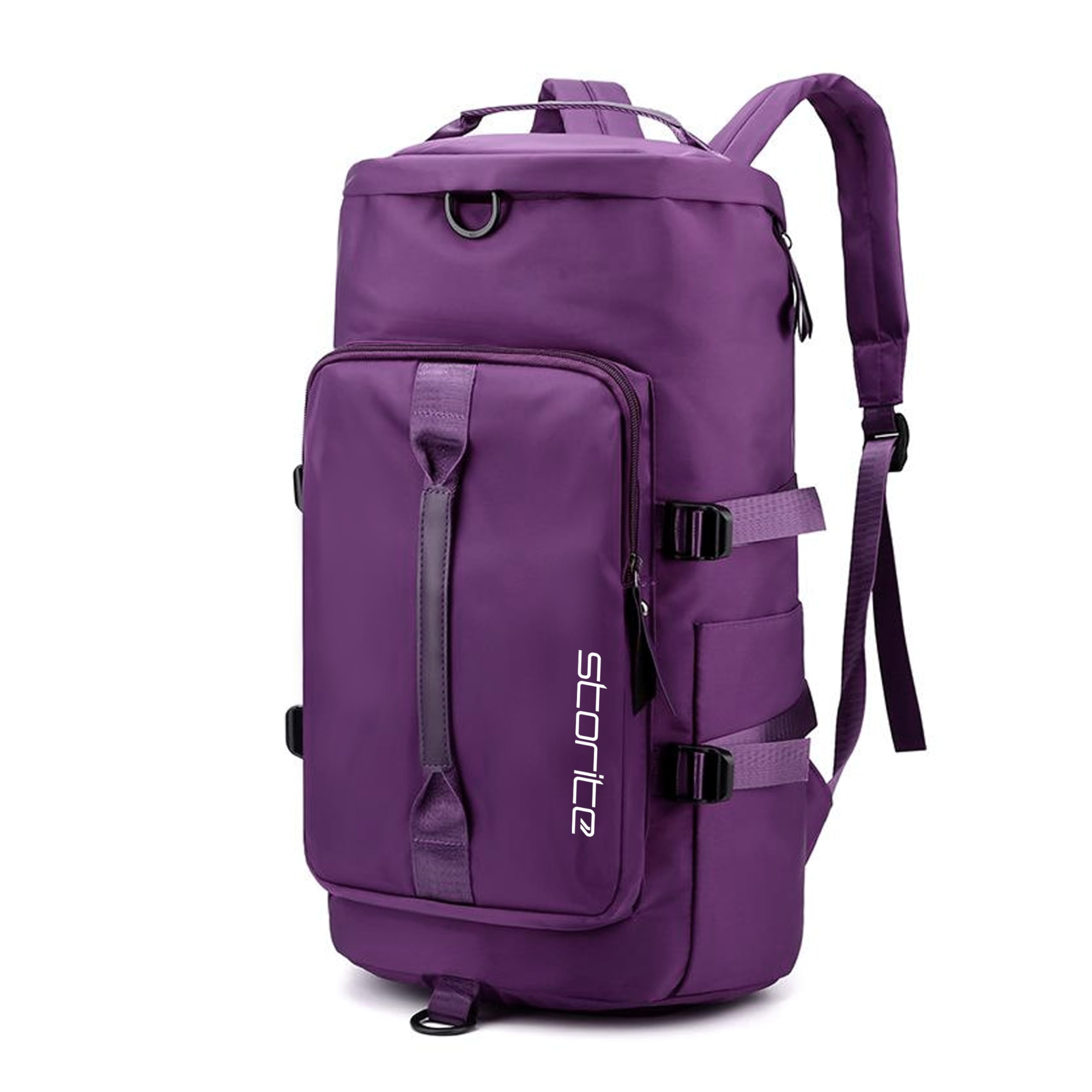 Storite Nylon 43Cm Small Lightweight Water Resistant Duffle Bag, Rucksack Travel Bag for Women with Shoes Compartment, Backpack Carry Luggage Bag for Men & Women(43x25x26Cm, Purple)