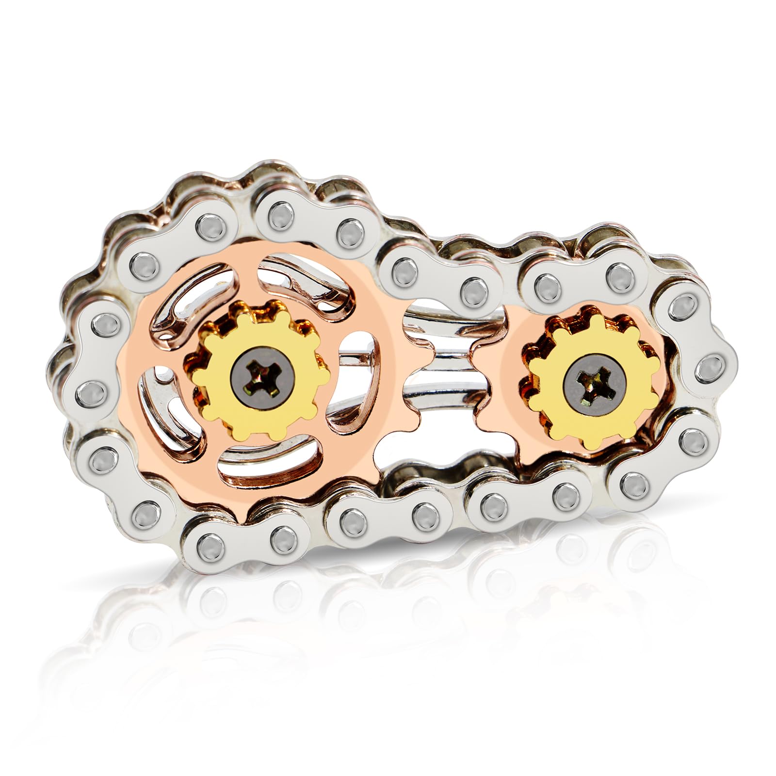 Metal Fidget Toys, Bike Chain Fidget Toy with 2 Gears, Anxiety Relief Finger Toys Gadgets-Hand Spinner for Adults