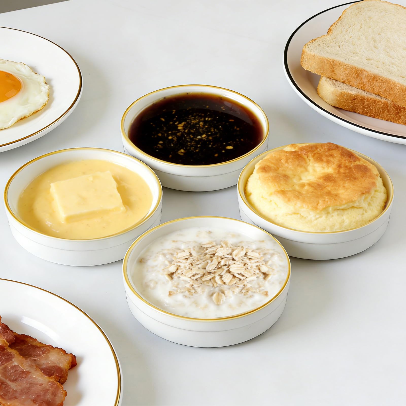 Cinf Dessertschalen Set aus Porzellan 4er Set kleine Schalen 177 ml ofenfest, für Dessert, Dip, Soufflé, Creme Brulee, spülmaschinenfest