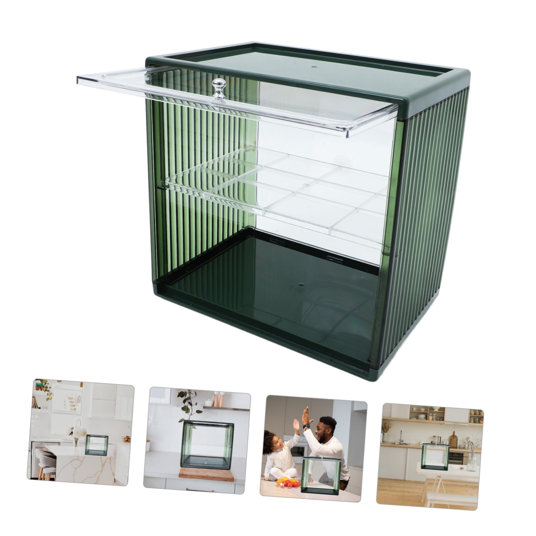 MAGICLULU Caja de Pan Gran Capacidad y Fácil de Limpiar de Plástico Estructura de Doble Capa de Pan para Encimera para Almacenamiento Doméstico