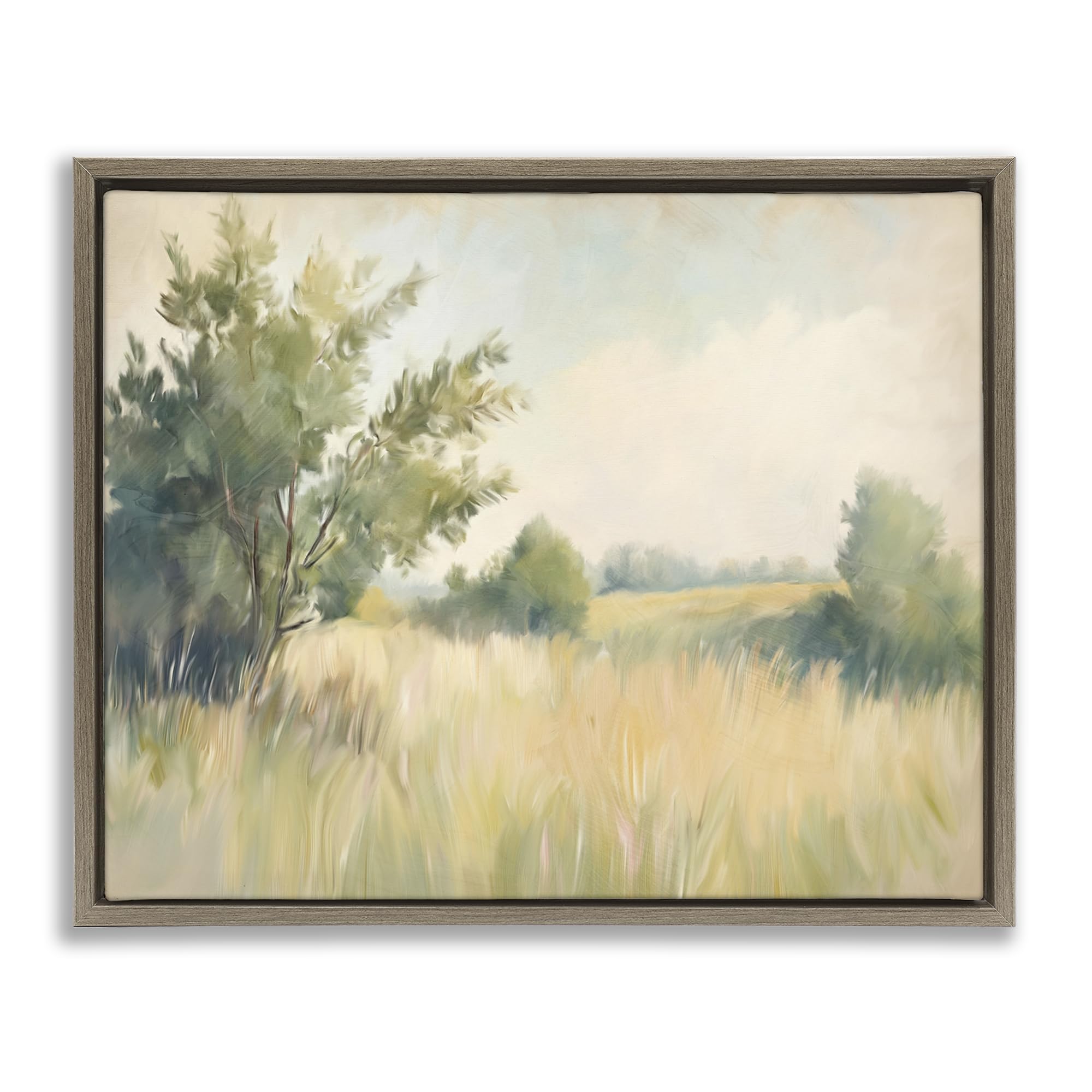 Stupell Industries Montalcino Elm (Textured) Summer Green Meadow Landscape, 24 X 30 Inch Canvas In Floater Frame