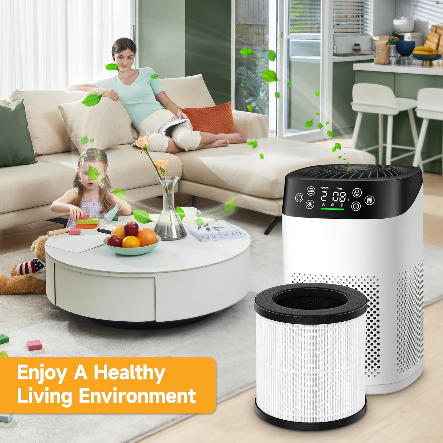 2-Pack BK08 Replacement Filter Compatible with KOIOS BK08 Purifier, for ASIN:B0F4D5CG46, with Aromatherapy Tablets