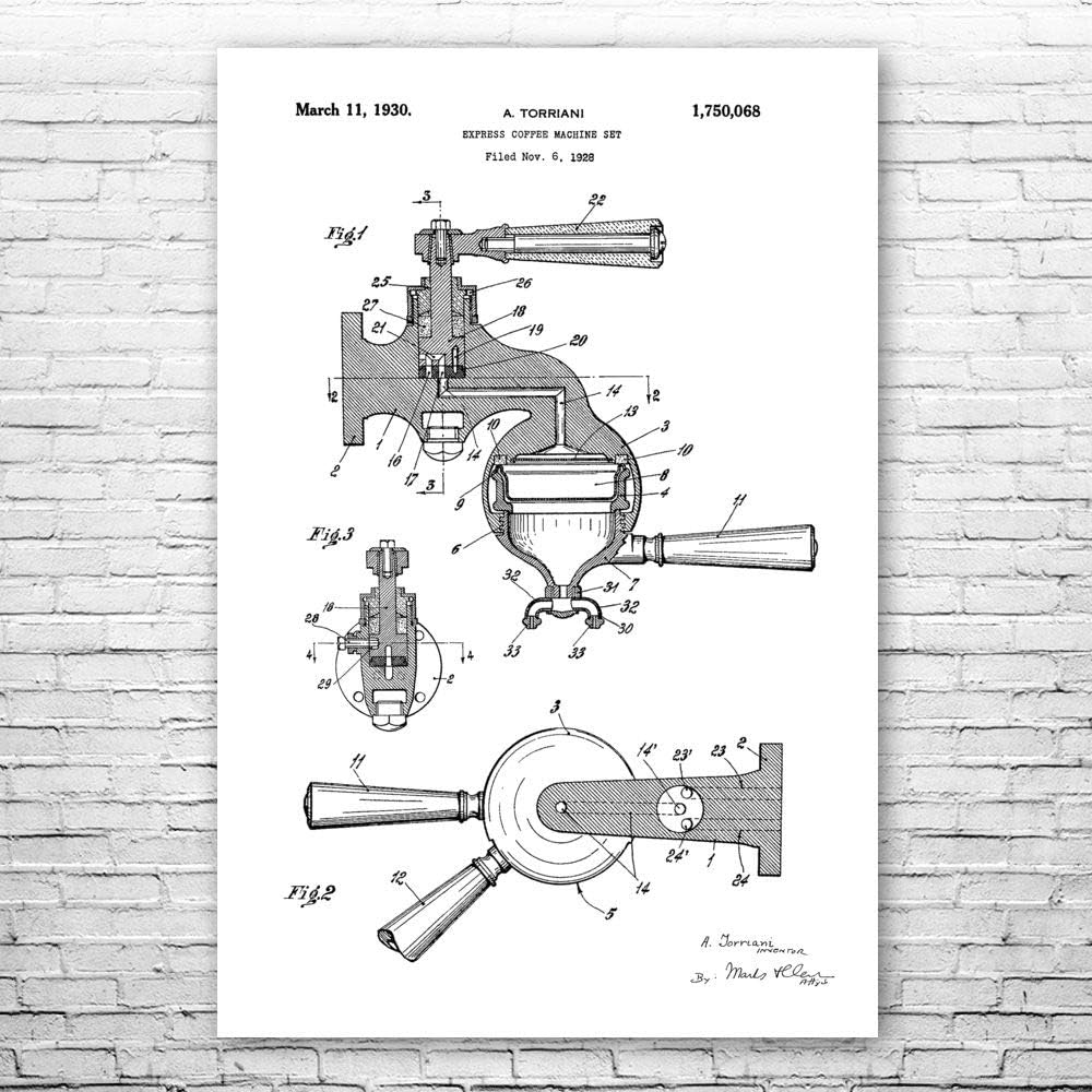 Espresso Machine Poster Print, Restaurant Decor, Barista Gift, Espresso Bar Art, Coffee Shop Decor, Espresso Lover Gift Black & White (12 inch x 16 inch)