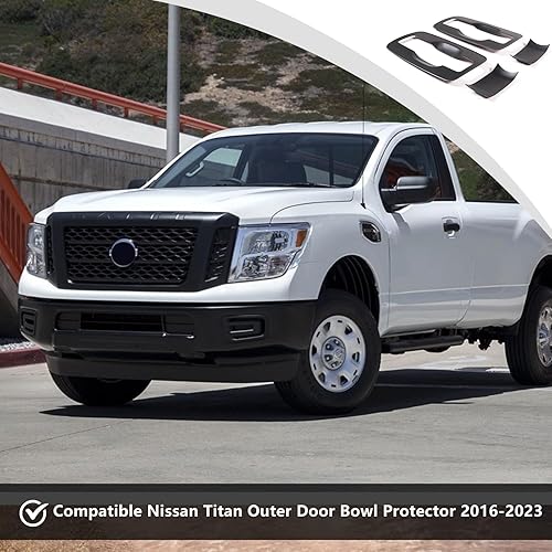 Miniatura 6 de Cubierta adhesiva para cubierta de cuenco de puerta exterior de automóvil compatible con Nissan Titan 2016-2023, decoración de marco protector para