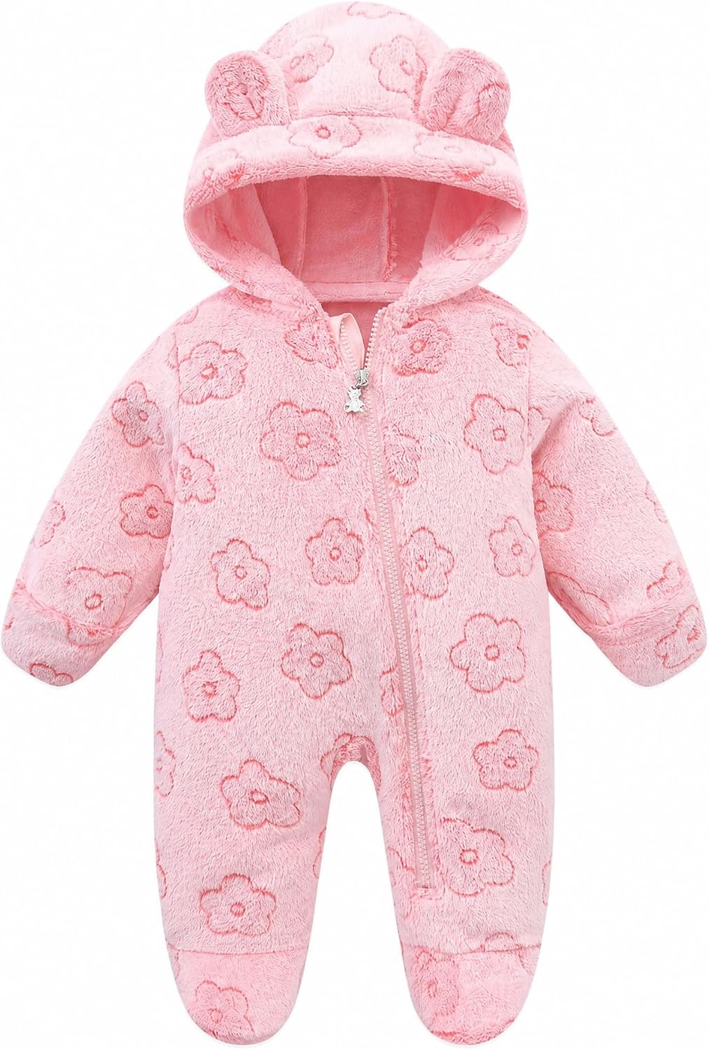 WYTbaby Baby Snowsuit Fall Fleece Hooded Footed Romper for Newborns
