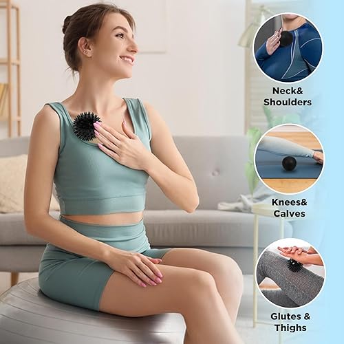 Miniatura 4 de Juego de bolas de masaje y rodillo de pies 5 en 1, rodillo masajeador de pies, lacrosse, cacahuete, pincho, bola de masaje de ejercicio de mano para