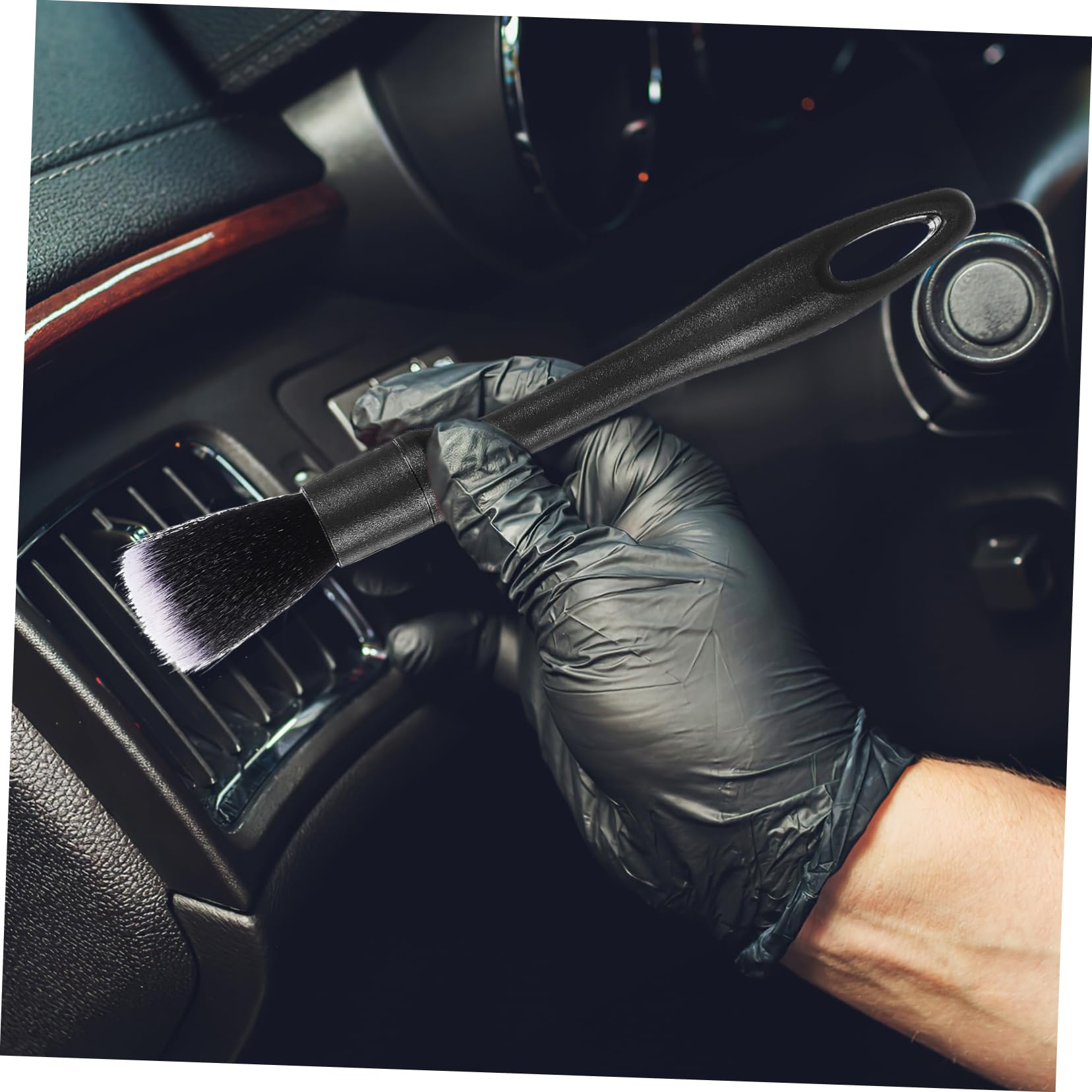 PRETYZOOM Brocha de Limpieza para Coche Interior, Kit de Detallado con Mango Ergonómico, Cabezales de Repuesto, para Rejillas y Asientos