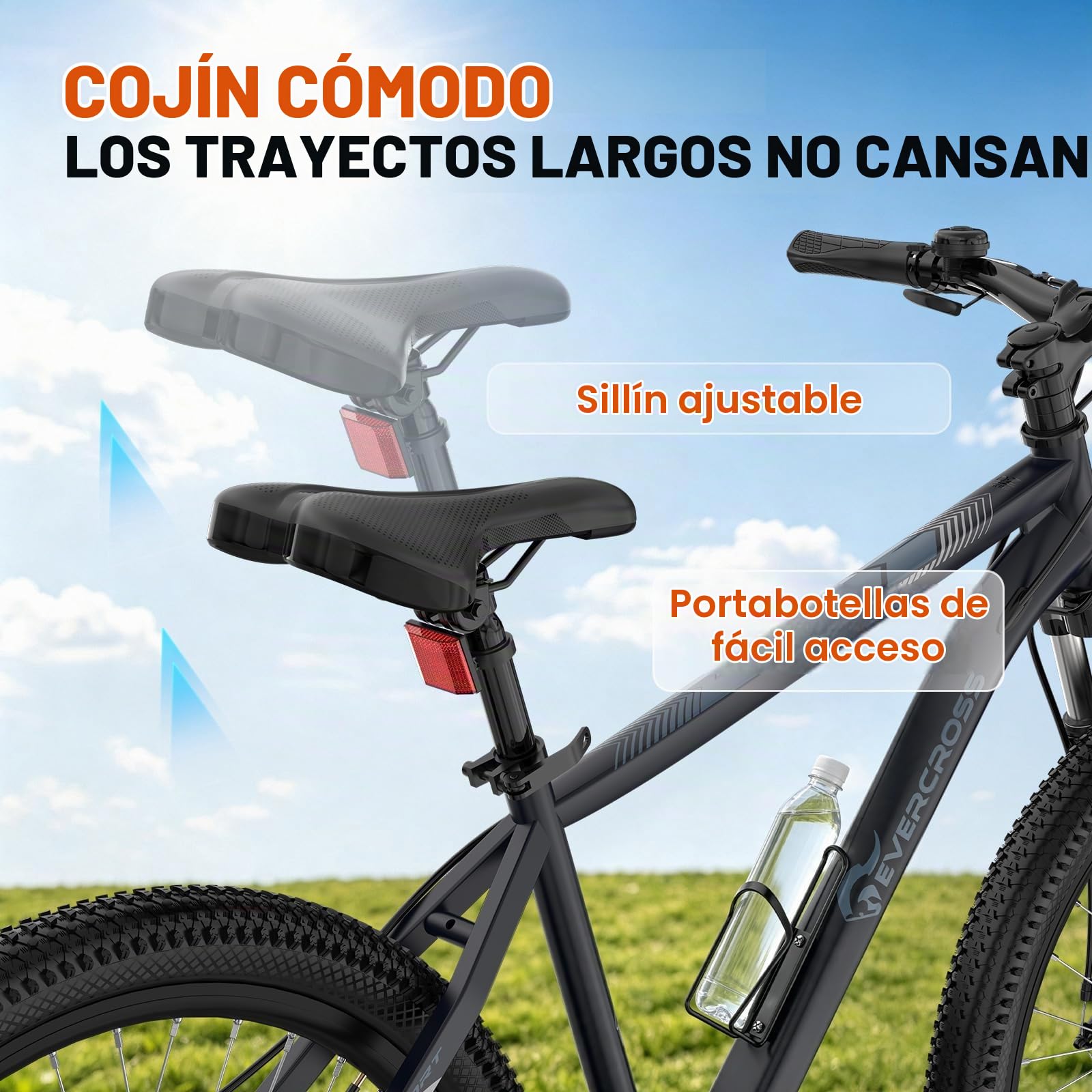 EVERCROSS Bicicleta de Montaña para Adultos, Bicicleta de 26/27.5 Pulgadas/700C, Sistema de 21/16 Velocidades, Cuadro de Aluminio, Bici Carretera Todoterreno con Frenos de Disco, Carga Máx.150 kg