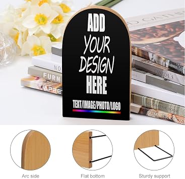 Custom Wood Bookends Personalized Desktop Bookend for Home Office Library School Study Decoration Gift Black