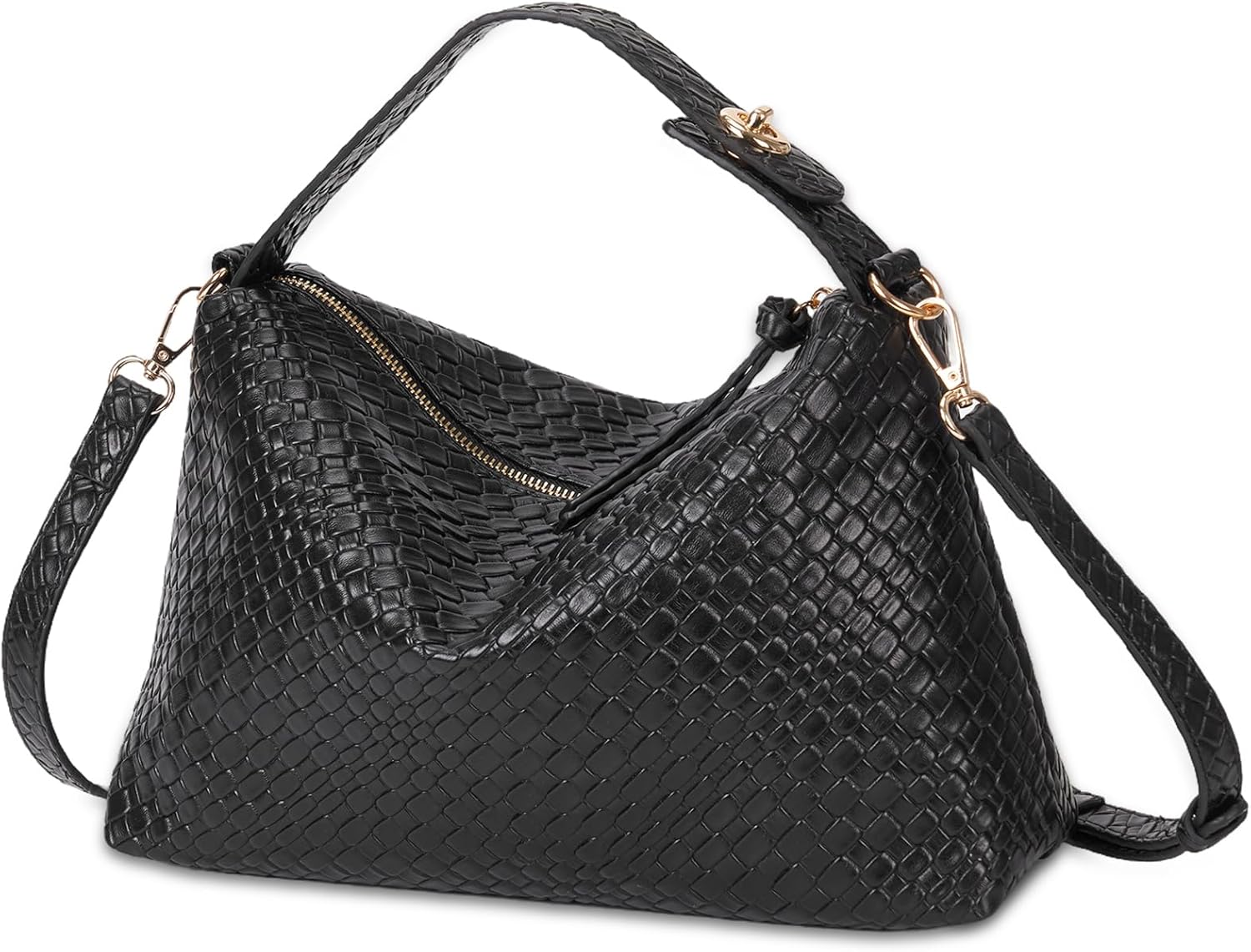 Lushandy Woven Purses for Women, Leather Woven Crossbody Bag Slouchy Hobo Bag Chic Tote Purse Trendy Satchel Shoulder Handbag