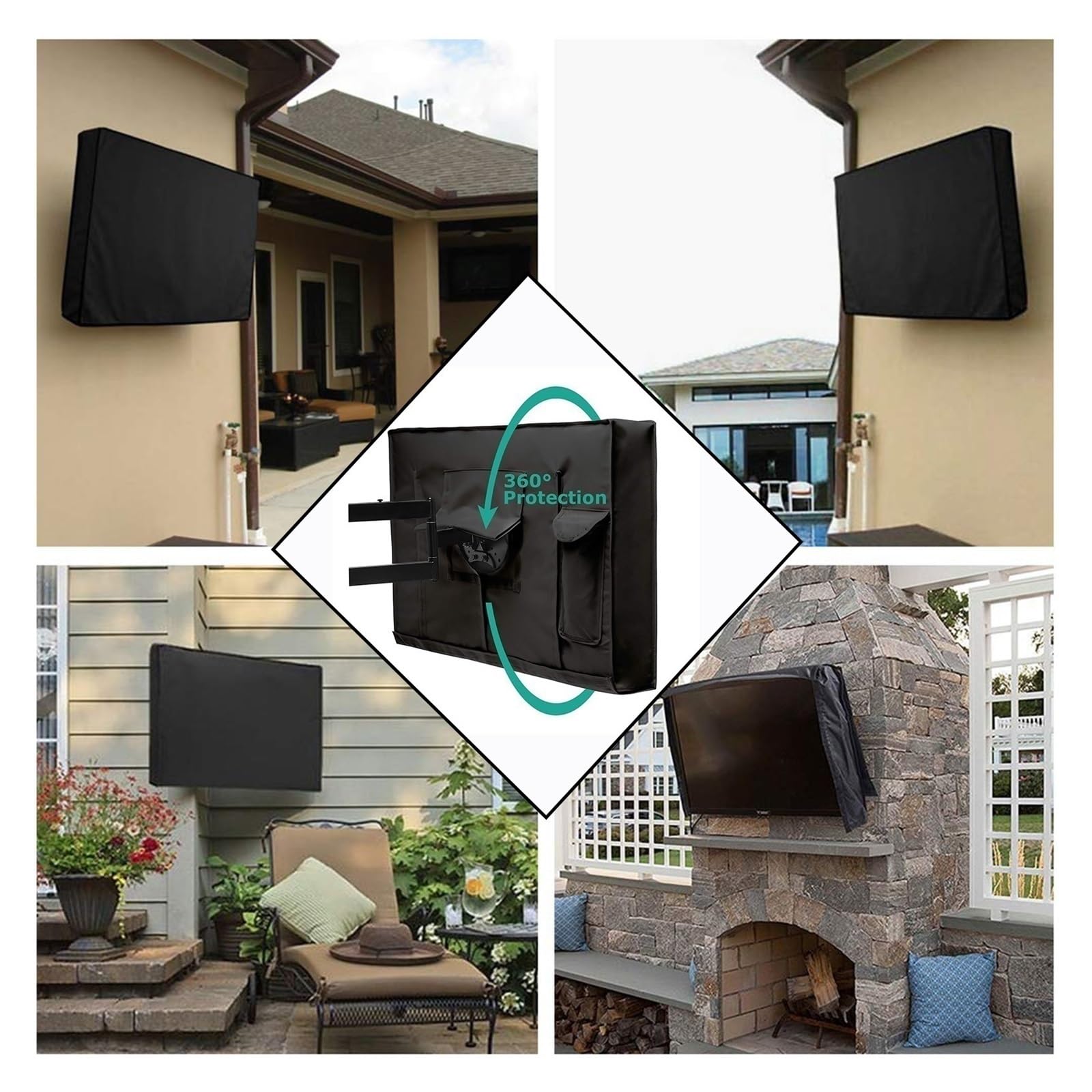 Funda TV Exterior Funda for TV Exterior 600D Protector de Pantalla for TV Plana con Bolsillo(M)