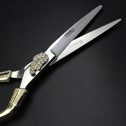 Miniatura 5 de SHARONDS Tijeras de peluquería profesional de 6 pulgadas, suministros de peluquería, troqueles de corte, juego de tijeras de pelo de diamante para