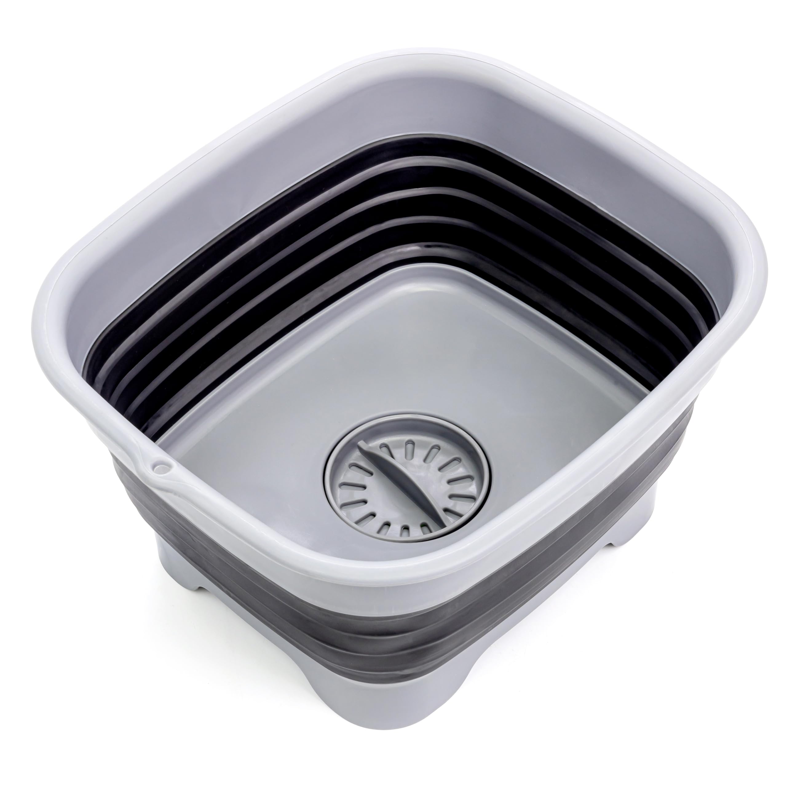 SAMMART. Cuenco portátil para lavar platos, plegable, de 9,1 litros, con tapón de drenaje, para almacenamiento de menaje y ahorrar espacio