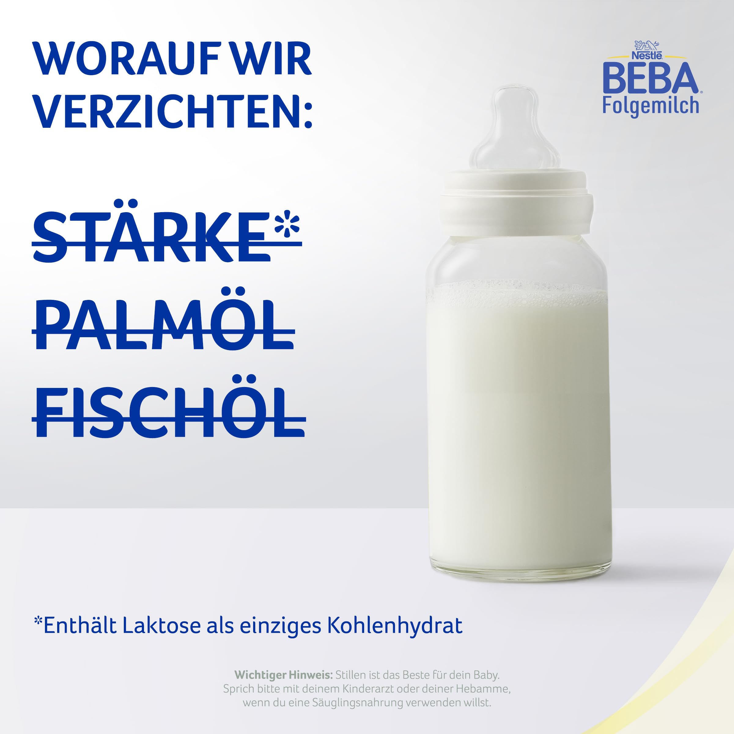 BEBA 1 - Anfangsmilch von Geburt an, Nur Laktose, Ohne Palmöl, Ohne Fischöl, Babynahrung, Baby-Milchpulver, 6er Pack (6 x 800g)